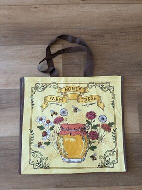 Honey print reusable tote bag
